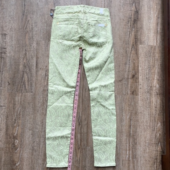 7 For All Mankind Paisley Metallic Jeans Green 23 - Picture 3 of 6